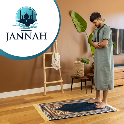Jannah Islamitisch Gebedskleed - Donkerblauw en bruin