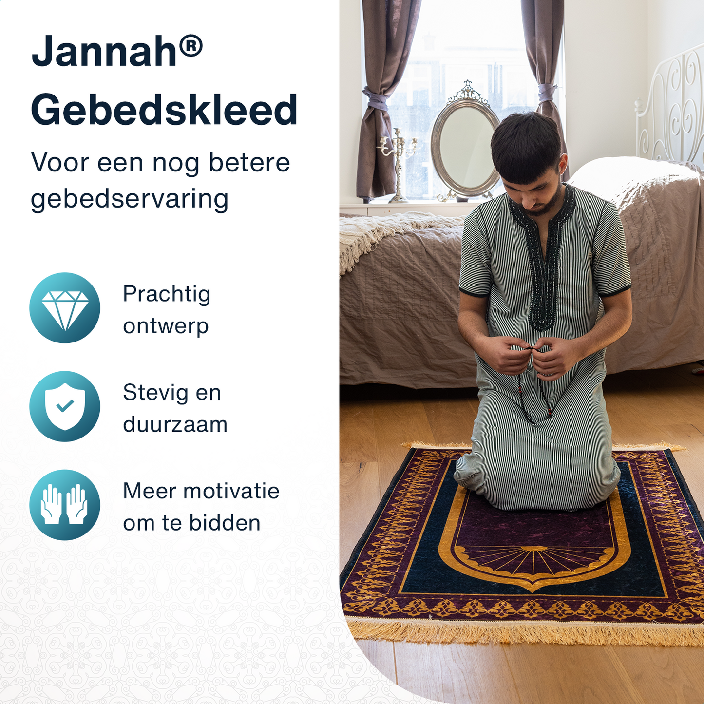 Jannah Islamitisch Gebedskleed - Donkerrood