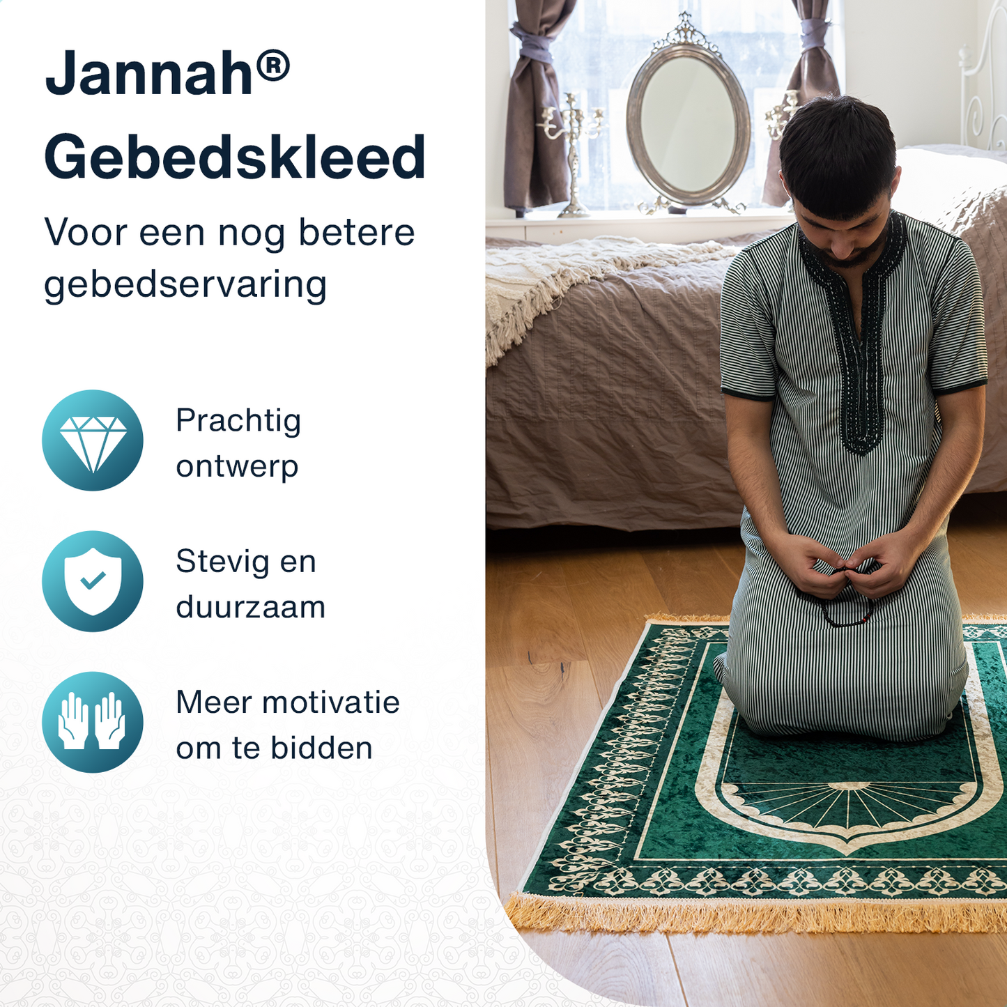 Jannah Islamitisch Gebedskleed - Groen