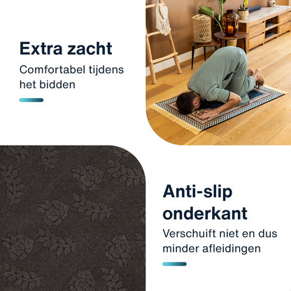 Jannah Islamitisch Gebedskleed - Donkerblauw en bruin