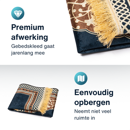 Jannah Islamitisch Gebedskleed - Donkerblauw en bruin