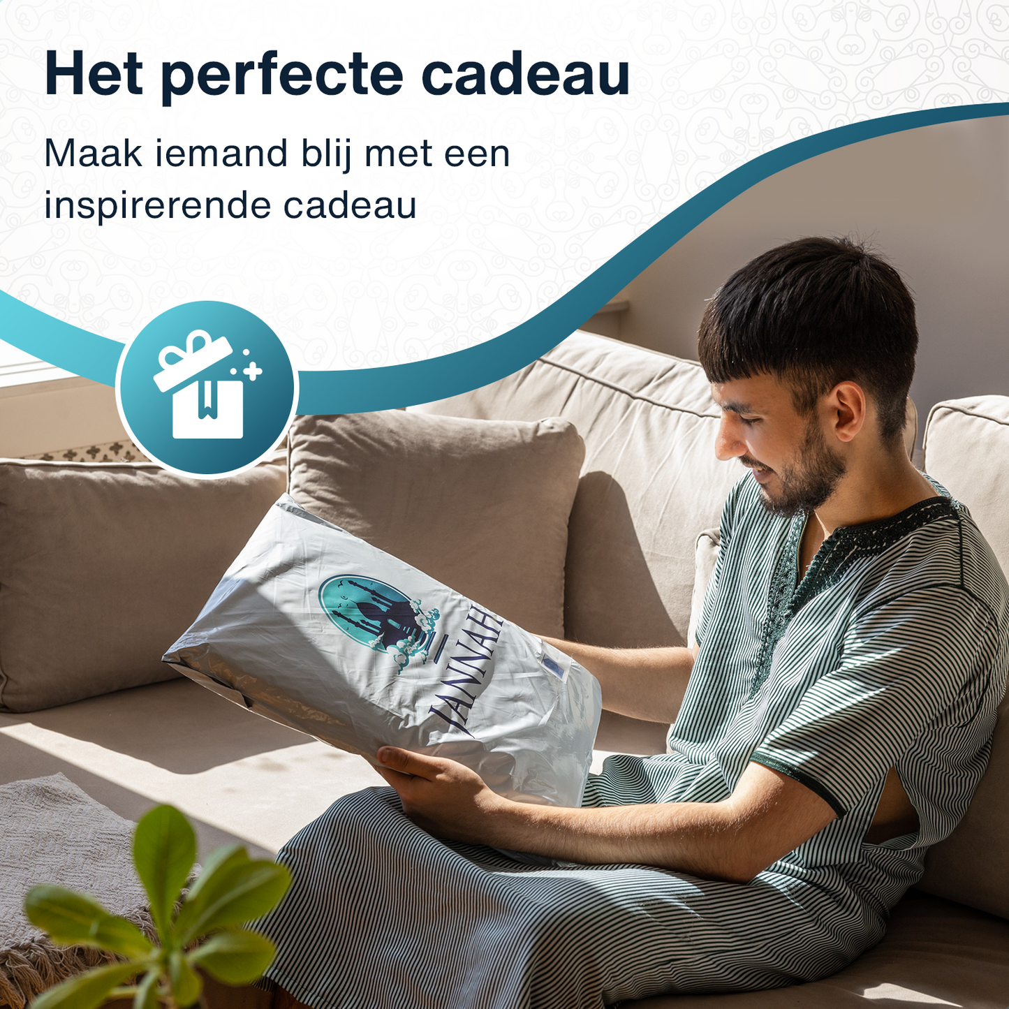 Jannah Islamitisch Gebedskleed - Donkerblauw en bruin