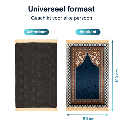 Jannah Islamitisch Gebedskleed - Donkerblauw en bruin