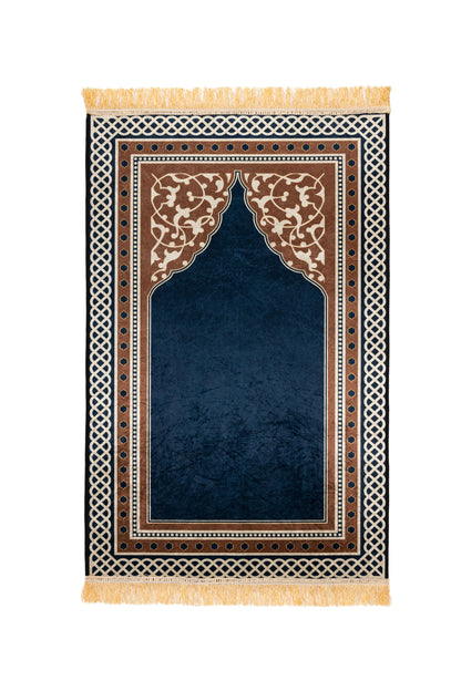 Jannah Islamitisch Gebedskleed - Donkerblauw en bruin